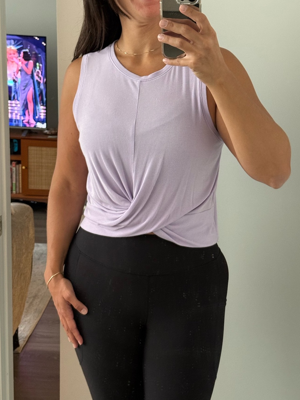 All in Motion (Target) - Light Lavender Twist-Front Sleeveless Tank Top